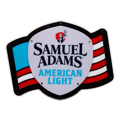 An LED neon sign of the Samuel Adams American Light logo.