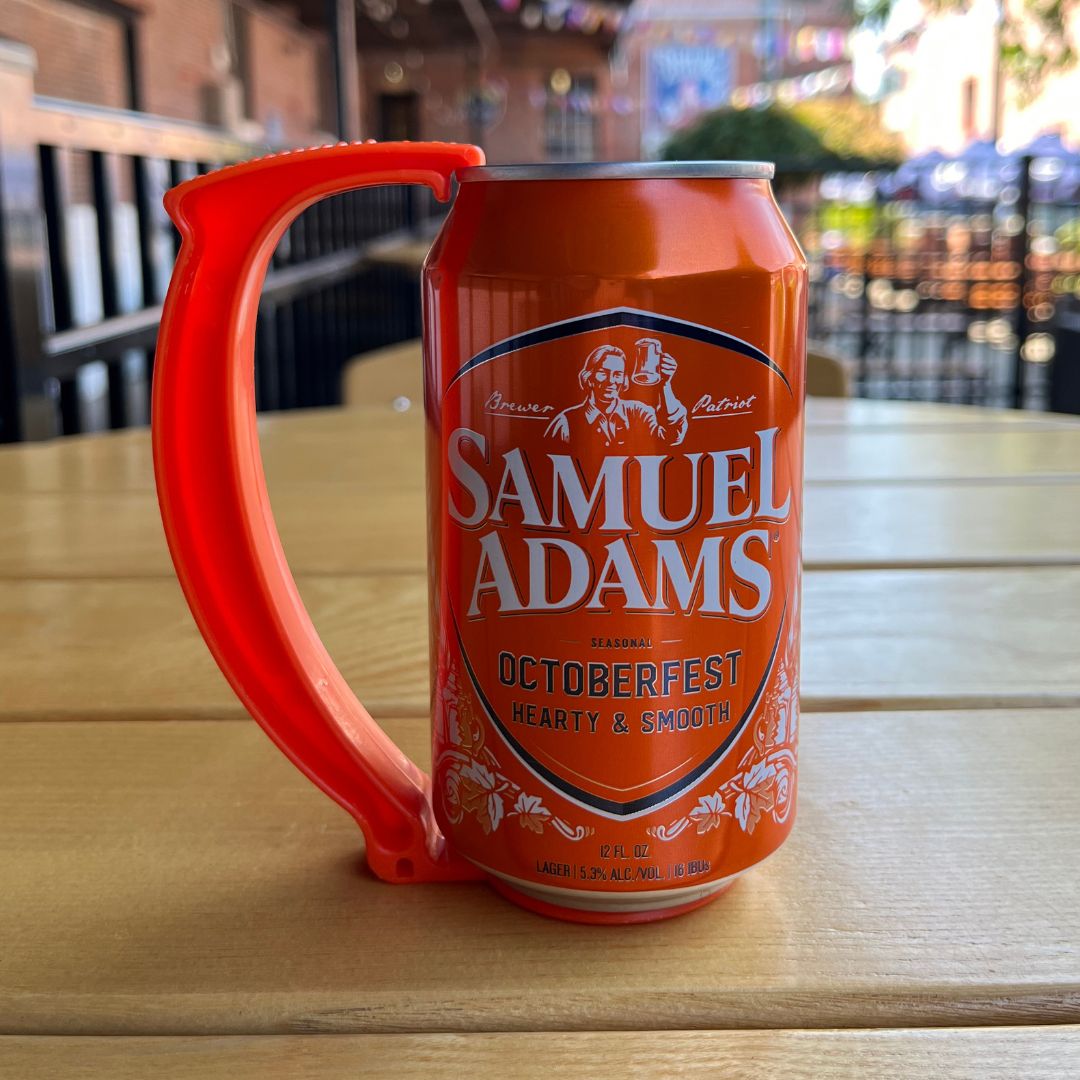 This Sam Adams Octoberfest Can Grip provides an easy-carry-experience.