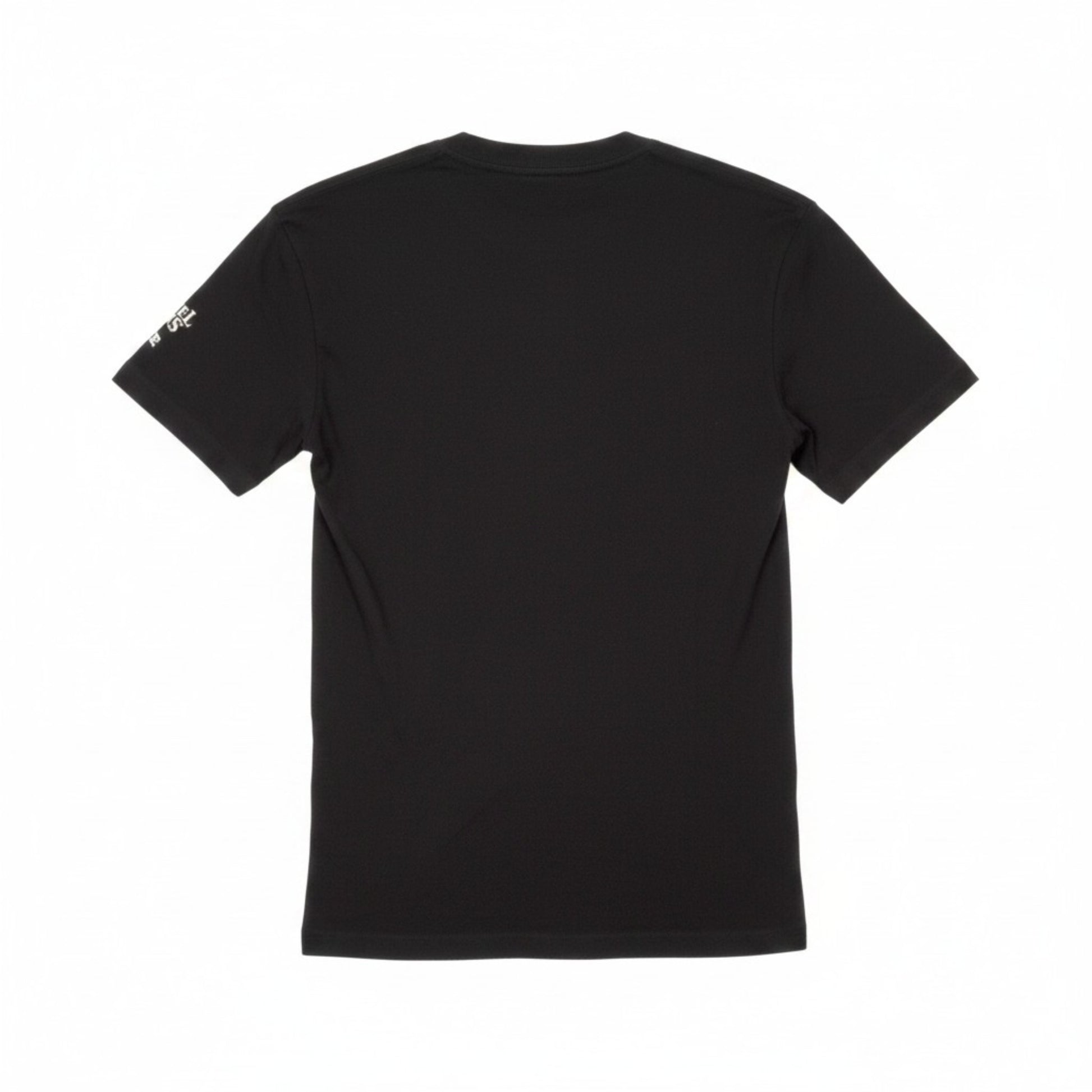 Samuel Adams Derrick White black graphic tee back view featuring plain design