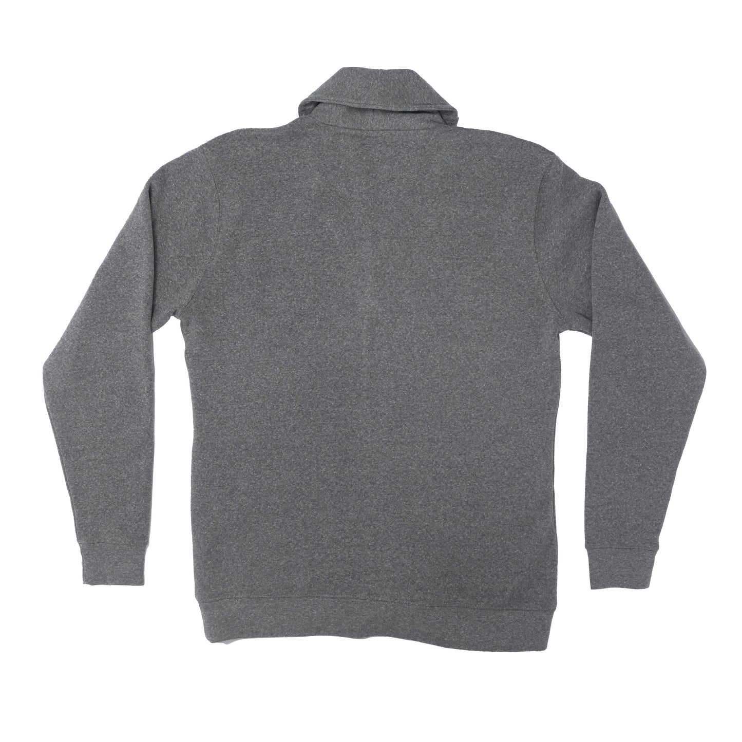 The back of the cardigan is the same grey material as the front.