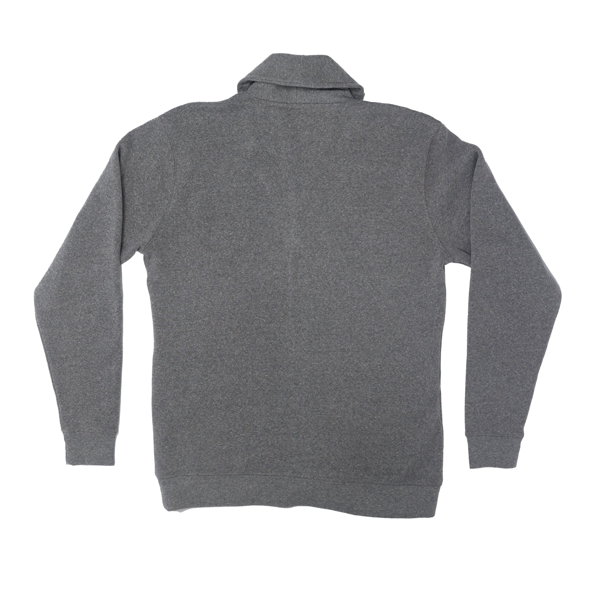 The back of the cardigan is the same grey material as the front.