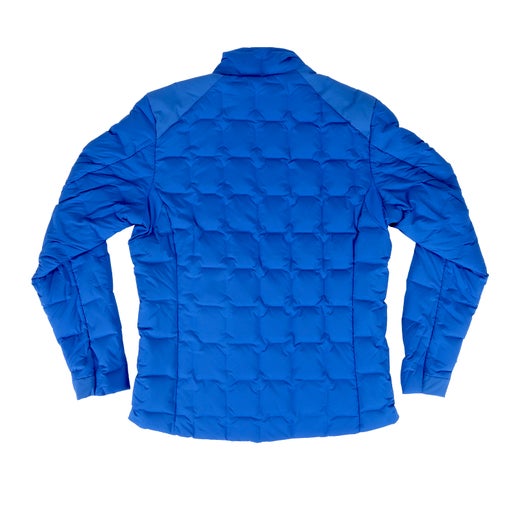 Back side of KUHL Royal Firestorm Down Full Zip Jacket in Rally Blue