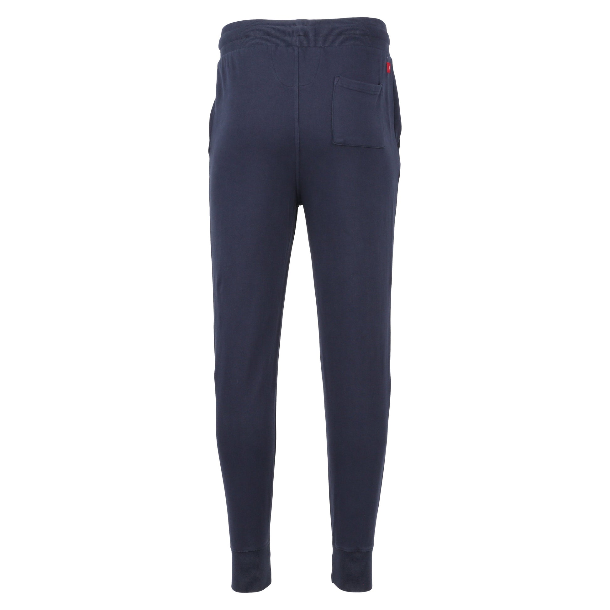Back view of navy joggers.