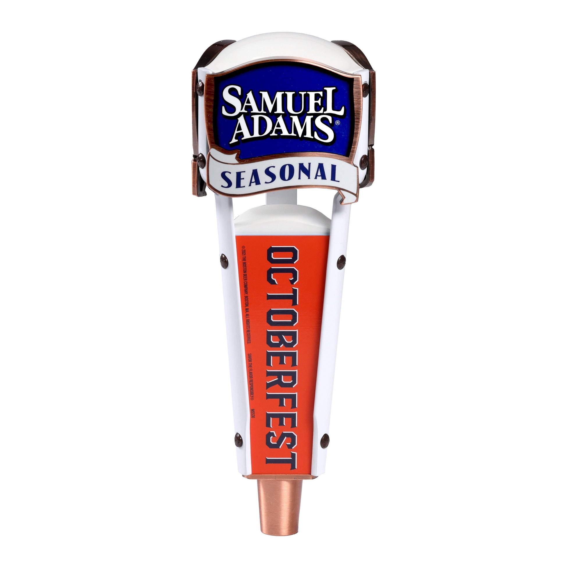 Shorty Samuel Adams Seasonal Tap Handle with interchangeable labels. Pictured here with the Octoberfest label.