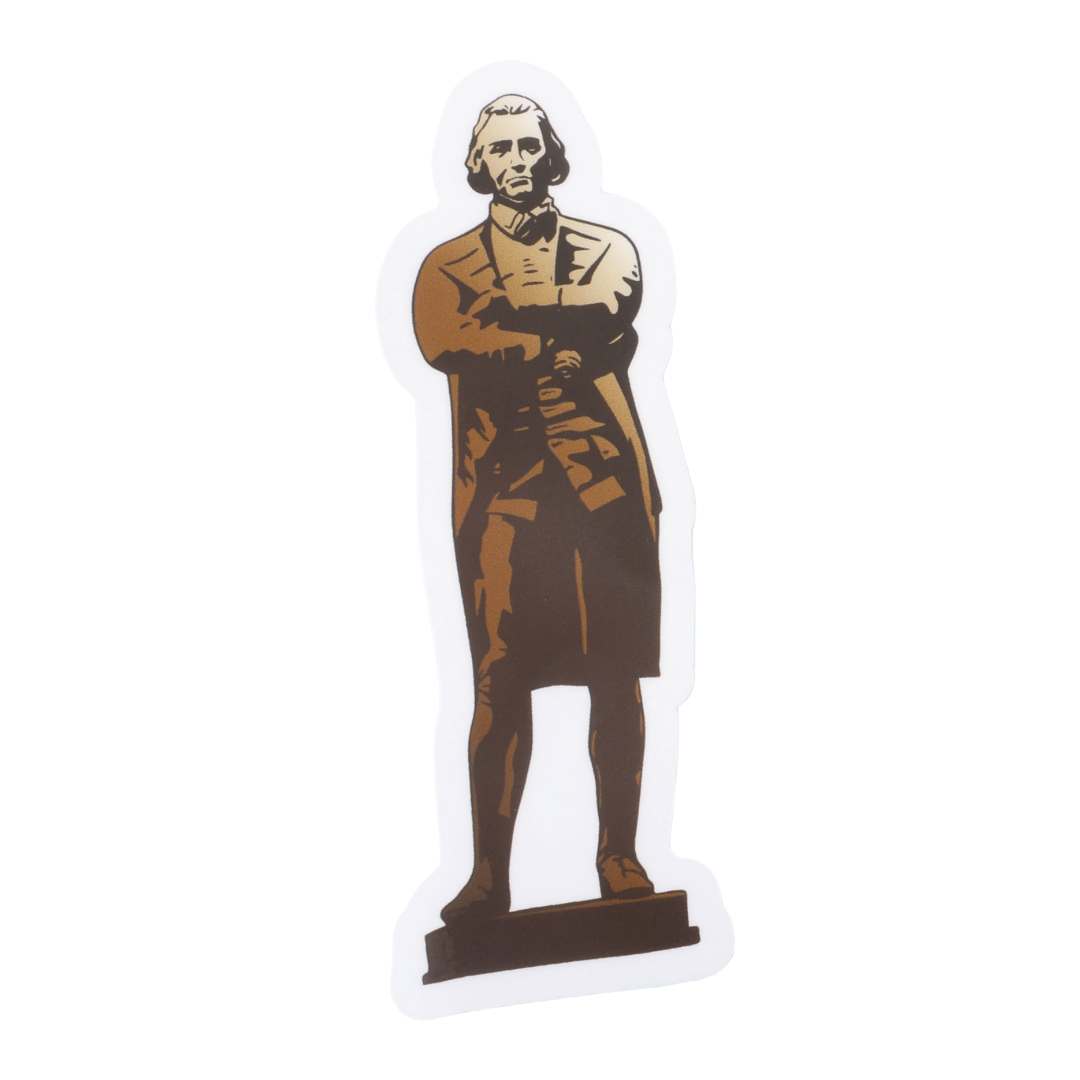 Sticker of Samuel Adams statue in a brown to tan ombre color